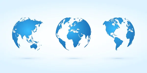 Blue Globes Vector Set Planet Earth — Stock Vector