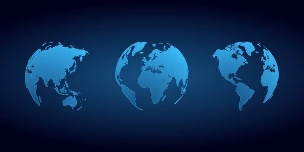 Globes Bleus Ensemble Vectoriel — Image vectorielle