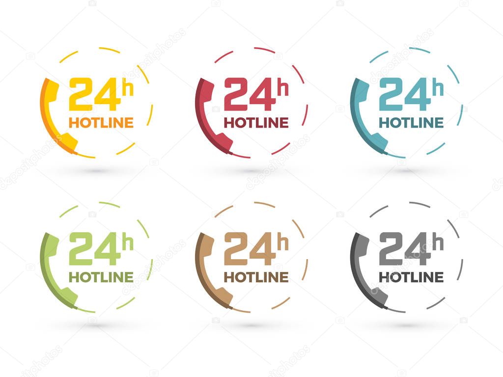 colorful phone icon 24 hours hotline
