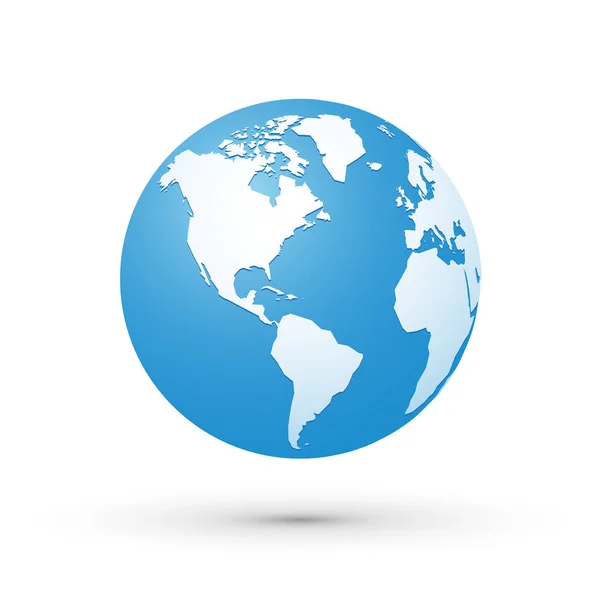 Carte Monde Bleu Blanc Illustration Globe Amérique — Image vectorielle