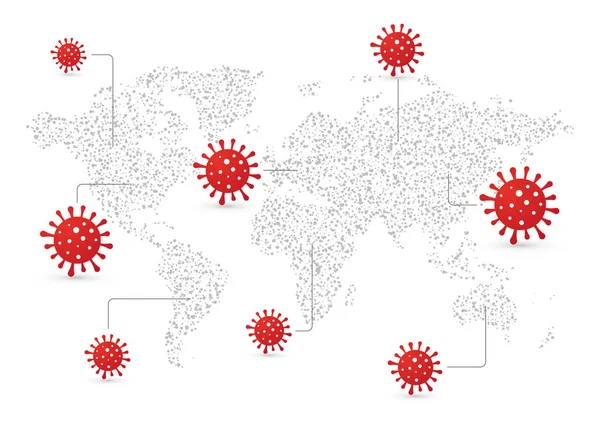 Covid 19在世界地图上爆发的大流行病 — 图库矢量图片