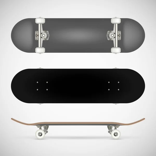 Realistische Leeg Skateboard Sjabloon Grijs — Stockvector