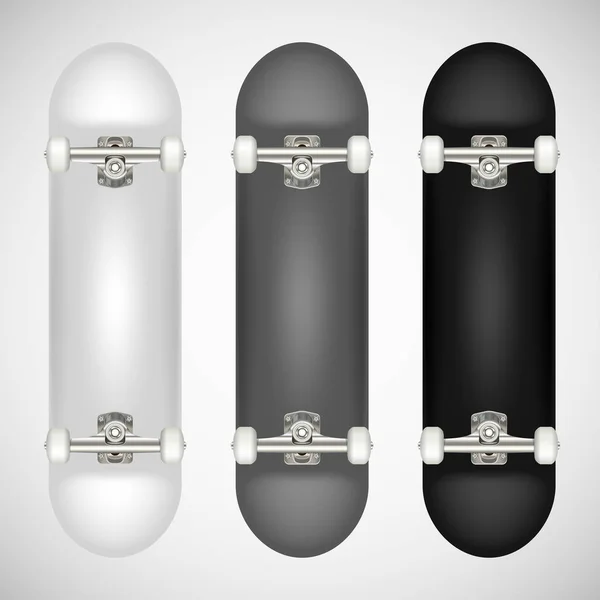 Ρεαλιστική Skateboard Κενό Πρότυπο Λευκό Γκρι Μαύρο — Διανυσματικό Αρχείο