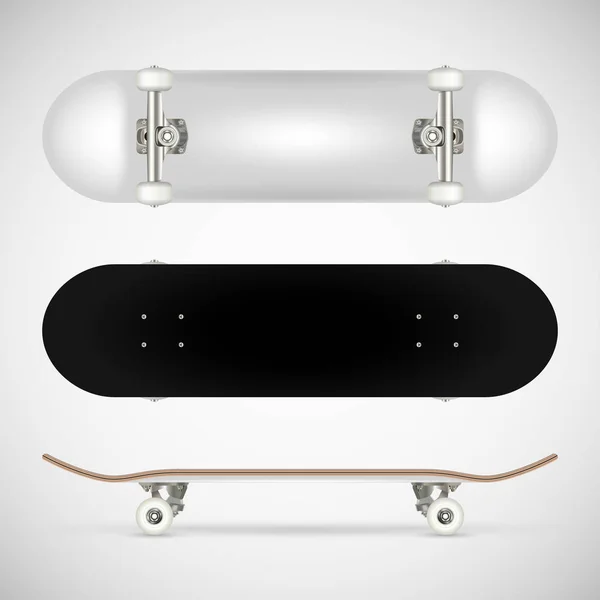 Realistische Leeg Skateboard Sjabloon Wit — Stockvector