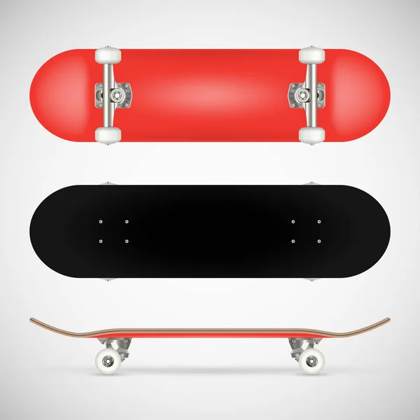 Ρεαλιστική Skateboard Κενό Πρότυπο Κόκκινο — Διανυσματικό Αρχείο