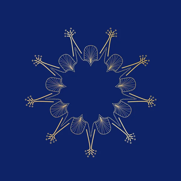 Art deco gold pattern mandala on blue, 1920s pattern