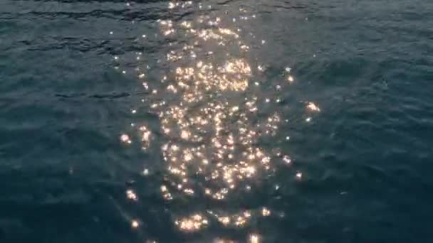 Bright Sunny Sparkle Water Surface Waves Evening Light — Stock Video