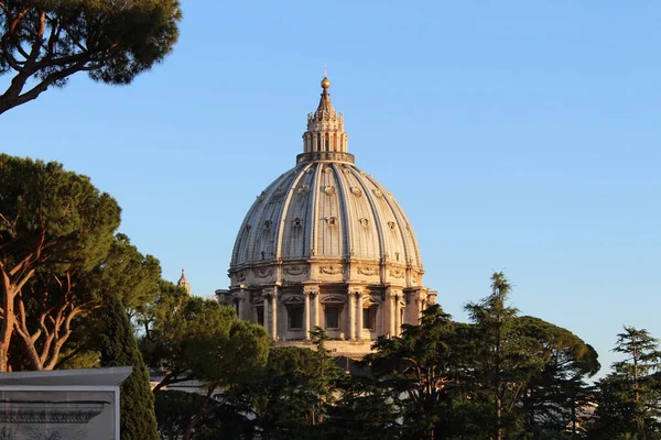 Saint Peter Dome Vatican City View Sunny Day Clouds Rome Stock Image