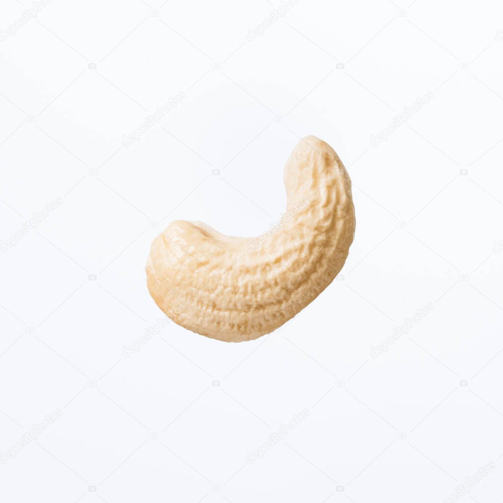 Top view of cashew without shell on white background