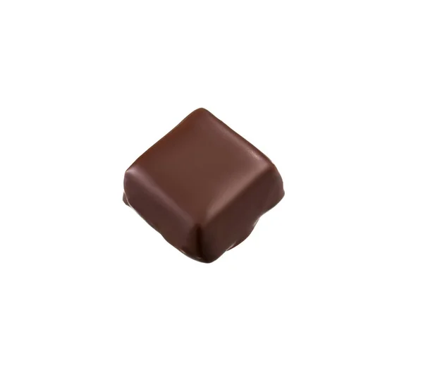 Vista Superior Una Porción Chocolate Sobre Fondo Blanco —  Fotos de Stock
