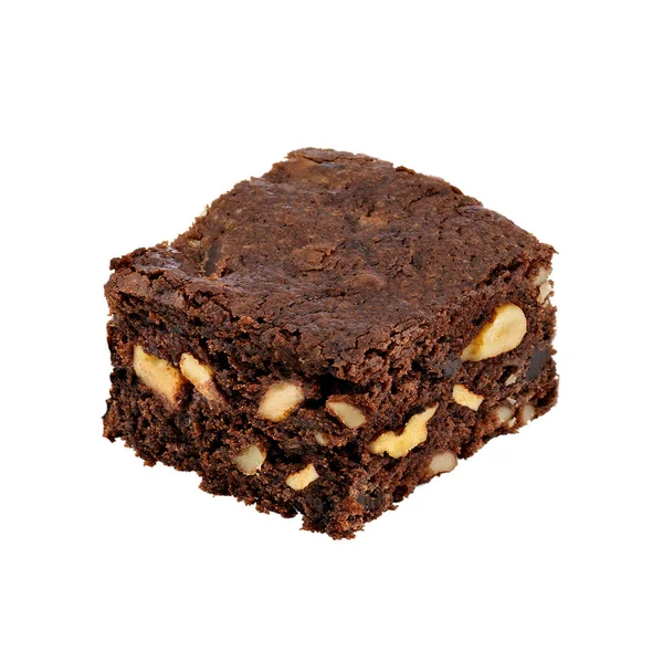 Primer Plano Delicioso Apetitoso Brownie Chocolate Con Nueces Aisladas Sobre — Foto de Stock