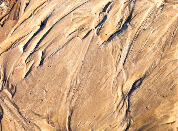 Kum Yüzeyi Yağmurdan Sonra Akıntılarının Oluşturduğu Rahatlama Ile — Stok fotoğraf