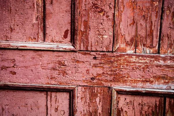 Alte Holzoberfläche Mit Rissiger Pinkfarbener Ölfarbe — Stockfoto