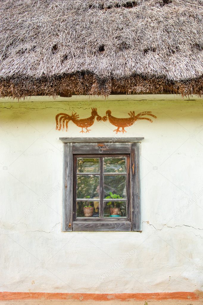 Window of the old traditional Ukrainian house
