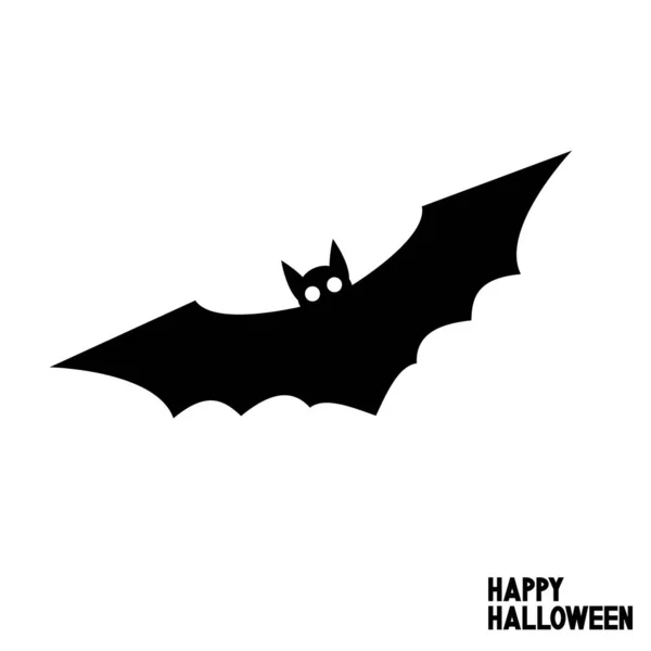 Cartão de Halloween feliz com morcego voador —  Vetores de Stock