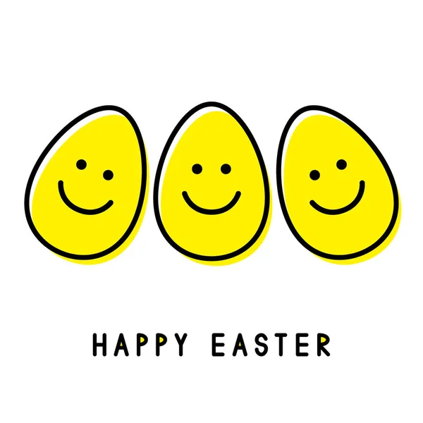 Velikonoční vajíčka. Usměvavé tváře. Velikonoční přání. — Stockový vektor