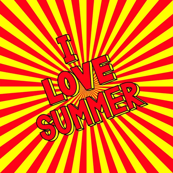 I Love Summer in the radiating rays. — Stock Vector