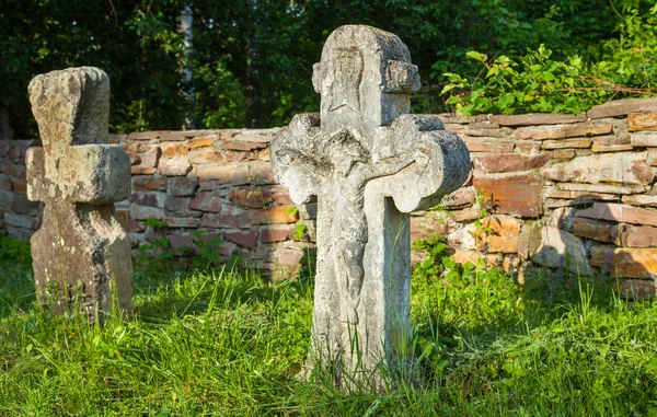 Old crucifix gravestones — Stock Photo, Image