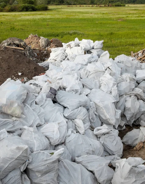 Garbage in the plastic sacks