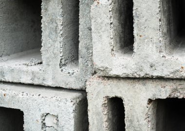 Stack of the concrete ventilation blocks