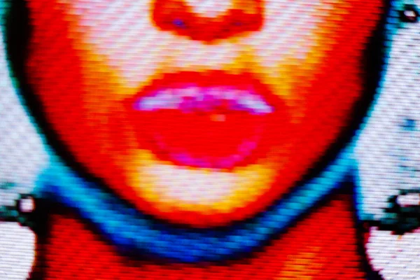 Woman's face on the screen. Digital artifacts. — Stock Photo, Image