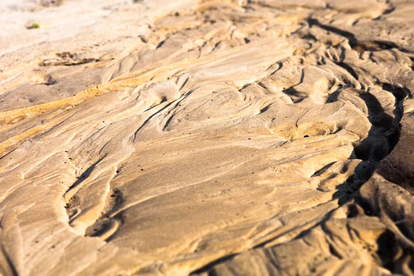 Surface Sable Après Pluie Avec Relief Formé Par Les Courants — Photo