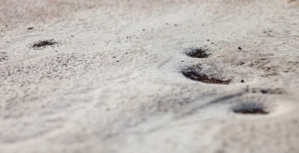 Sand Surface Rain Visible Traces Raindrops Grains Black Soil — Stock Photo, Image