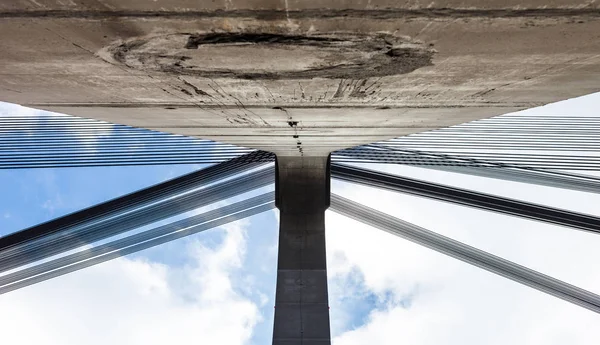 Pylon Kabely Mostu Moskovského Kyjevě Ukrajině — Stock fotografie