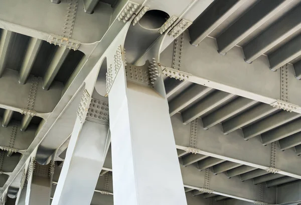 Šedý Kovový Rámec Mostu Průmyslový Povrch Zavřít — Stock fotografie