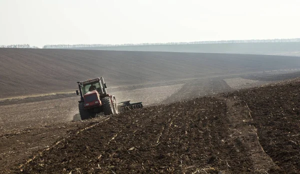 Harrowing Soil Disc Harrows Spring Ukraine — Stock Photo, Image
