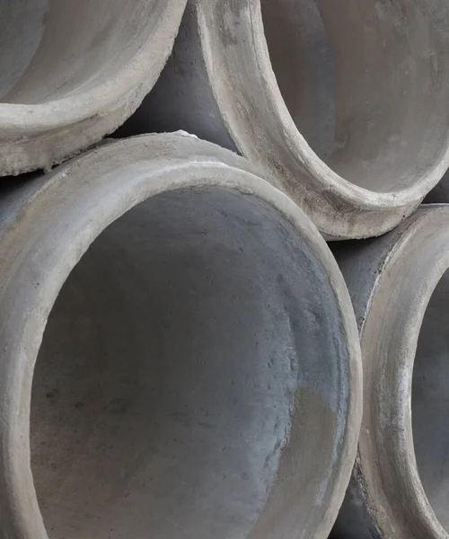 Pilha Novos Tubos Concreto Construção Oleodutos Material Construção — Fotografia de Stock