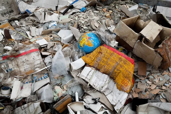 Sampah Sampah Dunia Terestrial Yang Rusak Tempat Sampah Tempat Pembuangan — Stok Foto