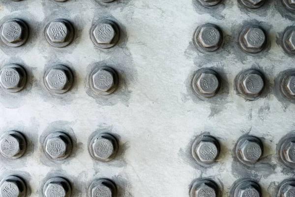 Поверхность Серого Металла Шестиугольными Болтовыми Головками — стоковое фото