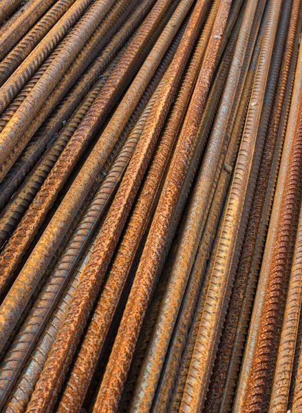 Stack Metal Rusty Reinforcement Bars — Stock Photo, Image