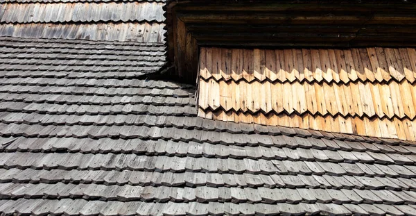 Altes Holzschindeldach Textur Der Holzoberfläche — Stockfoto