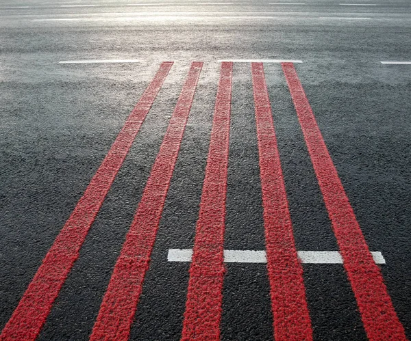Red Rumble Strips Road Sleeper Lines Alert Strips Audible Lines — Stock Photo, Image