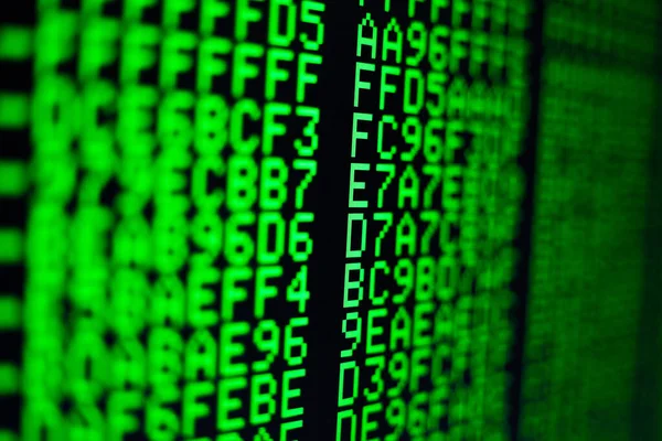 Компьютерный Код Экране Язык Программирования Зеленые Цифры Буквы Информатика — стоковое фото