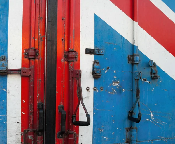 Porte Métallique Camion Sur Laquelle Est Peint Drapeau Britannique — Photo