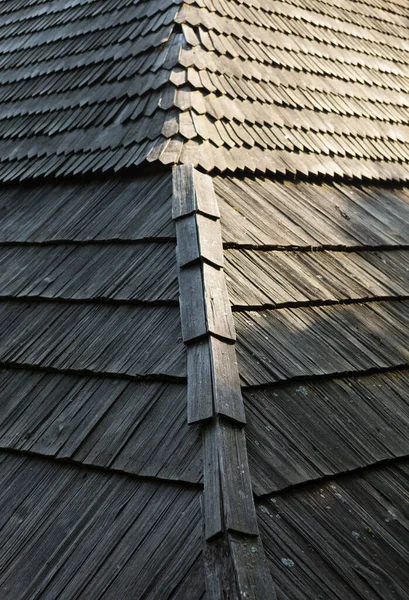 Stary Gont Drewniany Dach Bogatej Teksturze — Zdjęcie stockowe