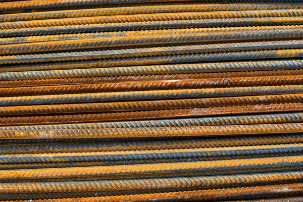 Stack Metal Rusty Reinforcement Bars — Stock Photo, Image