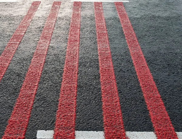 Red Rumble Strips Road Sleeper Lines Alert Strips Audible Lines — Stock Photo, Image