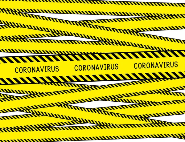 Penipuan Coronavirus Covid Zona Karantina Daerah Yang Dibatasi Garis Peringatan - Stok Vektor