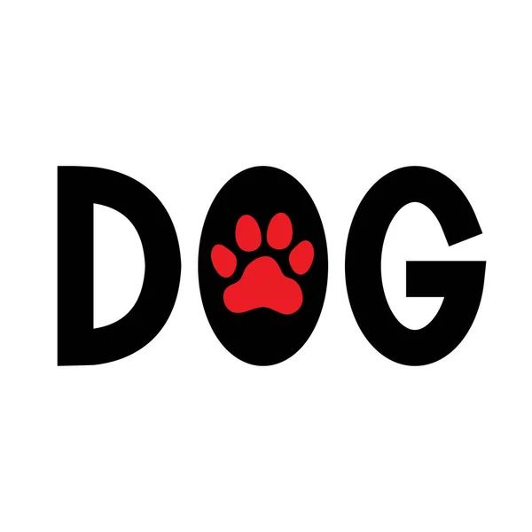 Hund Pfotenabdruck Wort Mit Pfotenabdruck Symbolbild Vektorillustration — Stockvektor
