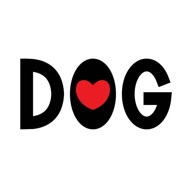 Hund Liebe Hunde Wort Mit Herz Symbolbild Vektorillustration — Stockvektor