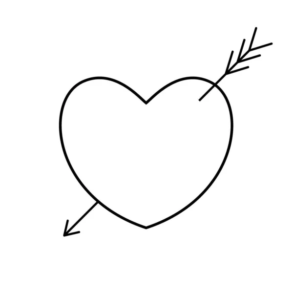 Serce Strzałą Strzała Erosa Amour Amour Symbol Miłości Ilustracja Wektora — Wektor stockowy