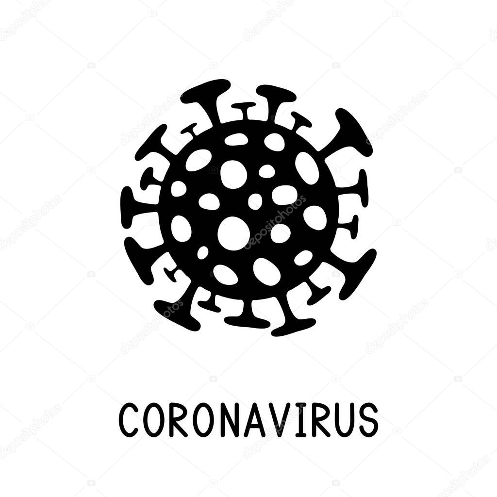 Coronavirus bacteria. Dangerous coronavirus cell. Covid-19 sign. Dangerous coronavirus cell. Vector illustration.