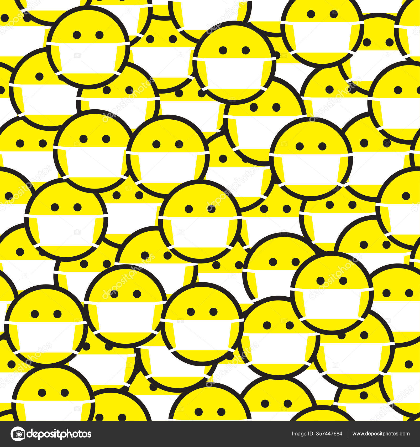 Bola Amarela Emoji Sorriso Triste Com Sinal Quarentena Coronavírus