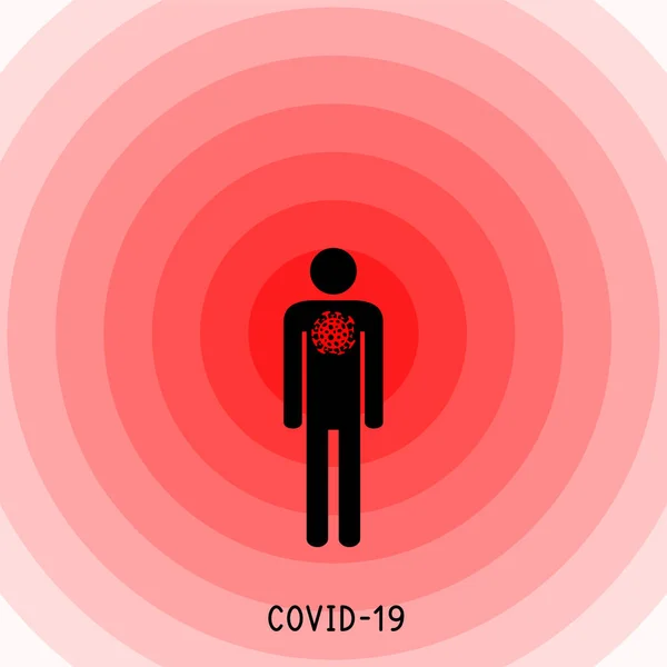 Člověk Infikovaný Koronavirovými Bakteriemi Šíření Nebezpečné Koronavirové Infekce Covid Ohnisko — Stockový vektor