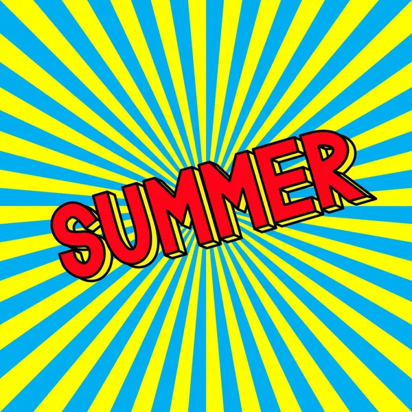 Sommer Den Strahlenden Strahlen Pop Art Stil Urlaub Und Urlaub — Stockvektor