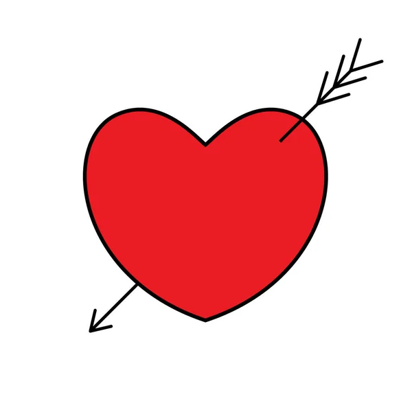 Coeur Avec Flèche Flèche Éros Amour Cupidon Symbole Amour Illustration — Image vectorielle